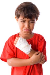 Child with an injured hand